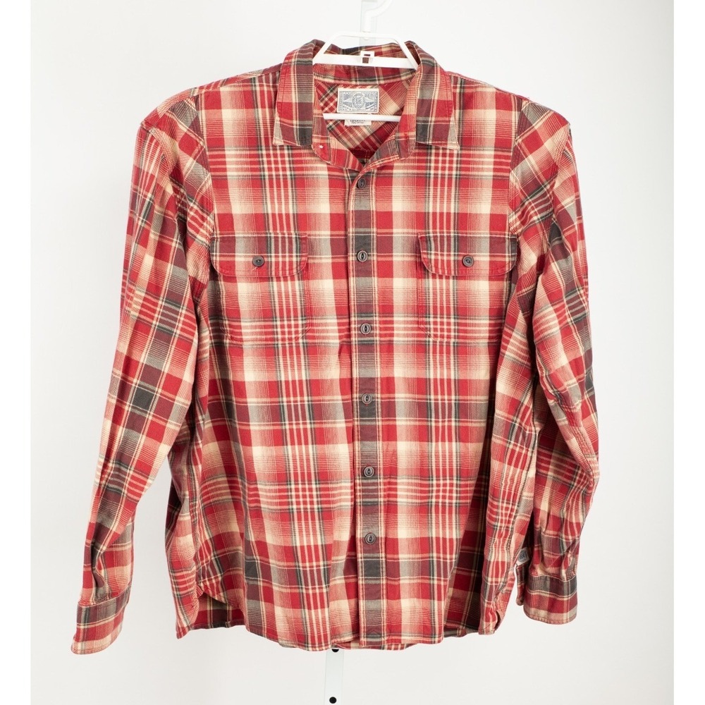 Lucky Brand Plaid Button Down Shirt Mens XL Red Flannel Long Sleeve Cotton - Picture 2 of 11